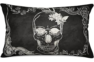 Fukeen Sugar Skull Flowers Gothic Throw Pillow Cover