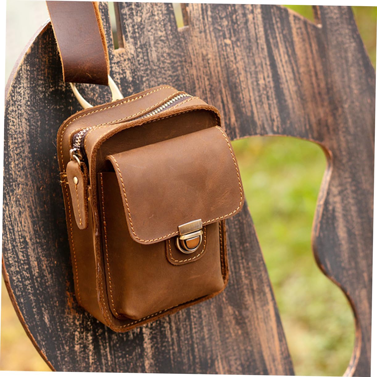 Riñonera de Cuero Marrón para Teléfono, Estilo Retro, Bolsa de Cintura Práctica para Deportes al Aire Libre, Protege el Móvil y Fácil de Usar