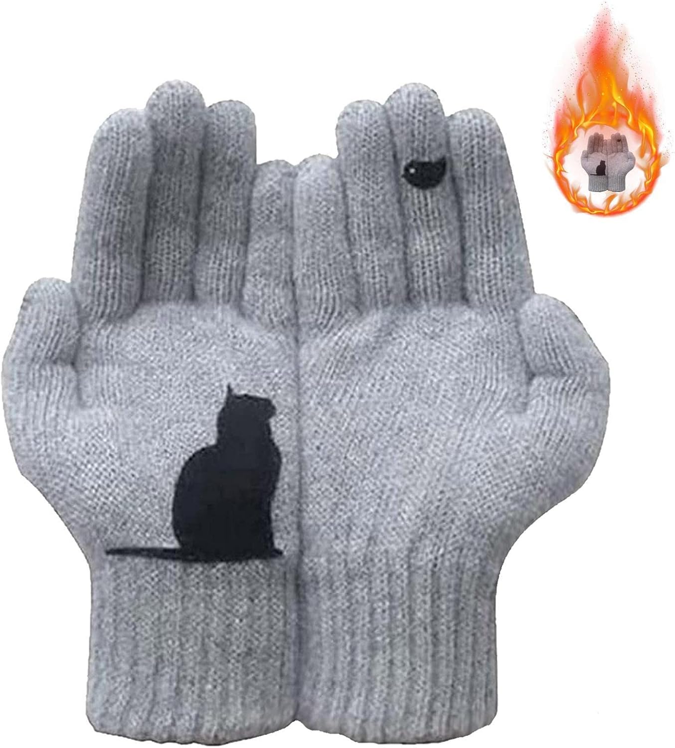 猫手袋ミトン 猫 鳥 プリント 手袋 かわいい シンプル ミトン 写真 鳥を見る猫女性暖かいニット手袋ステッチプリントフルフィンガーウィンターアウトドアサーマルミトングローブ Tribulus ファッション 猫手袋ミトン 猫 鳥 プリント 手袋 かわいい シンプル ミトン 写真 鳥を見る猫女性暖かいニット手袋ステッチプリントフルフィンガーウィンターアウトドアサーマルミトングローブ Tribulus ファッション
