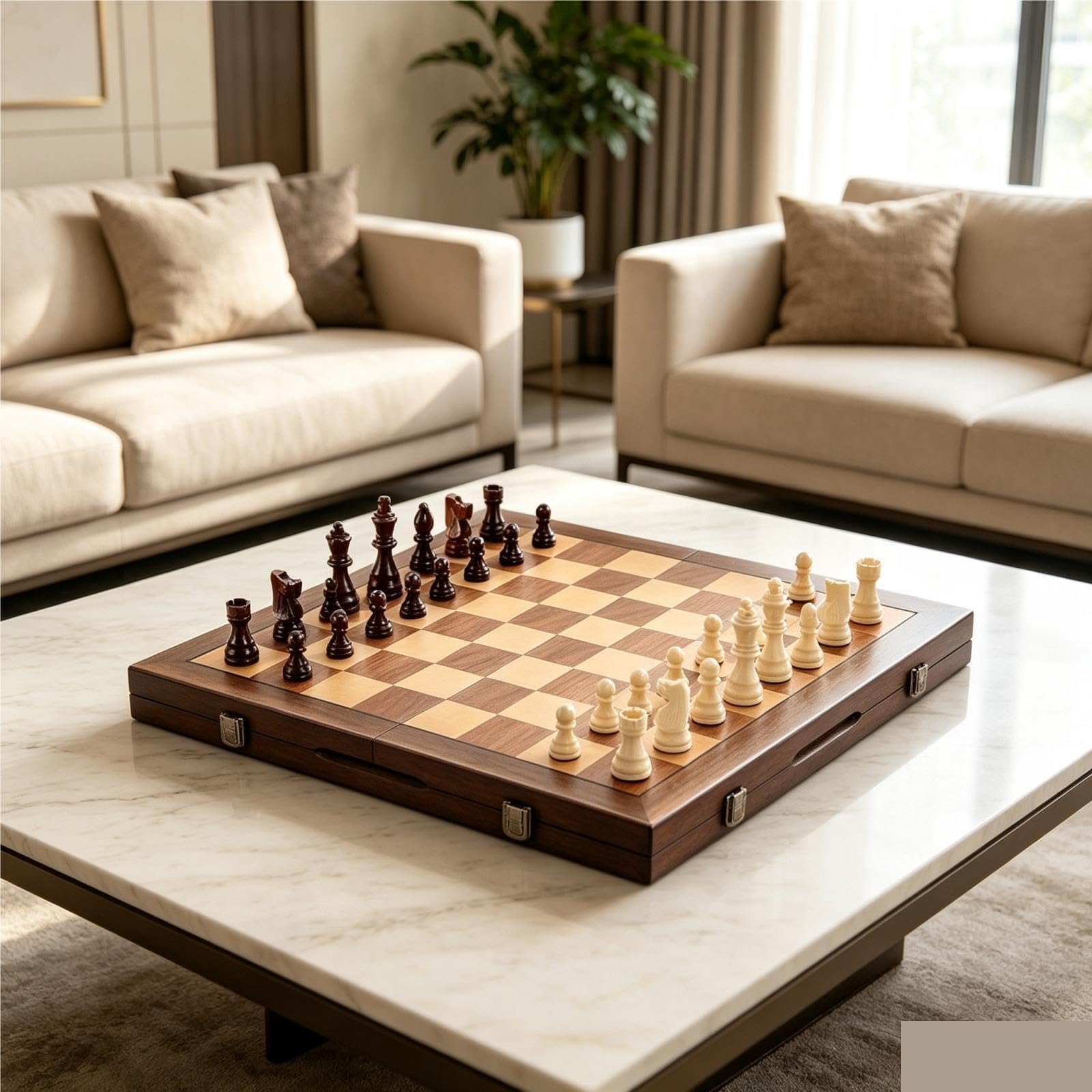 Juego de ajedrez Internacional de Madera Plano Plegable