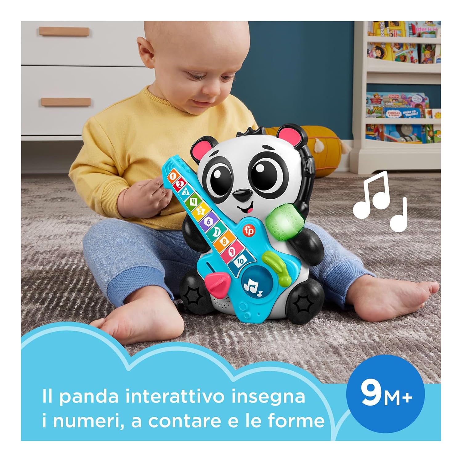 Fisher Price Animal Band, Gina la Pandina Learn to Count, Interactive Learning Panda with 10 Buttons and 70 Songs, Light - Image 2