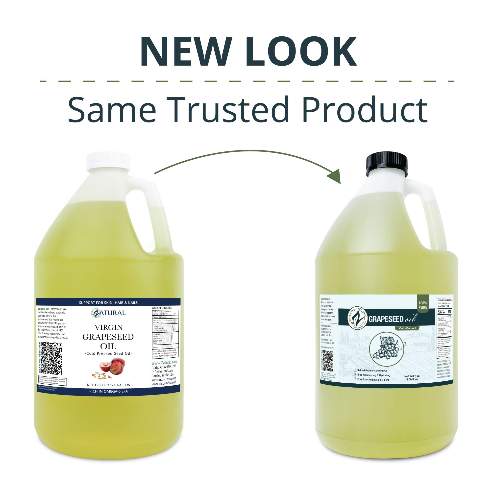 NakedOil Vinaccioli olio-olio pressato a freddo, Vergine, non diluito, 100% puro di semi d'uva (128 once (1 gallone))