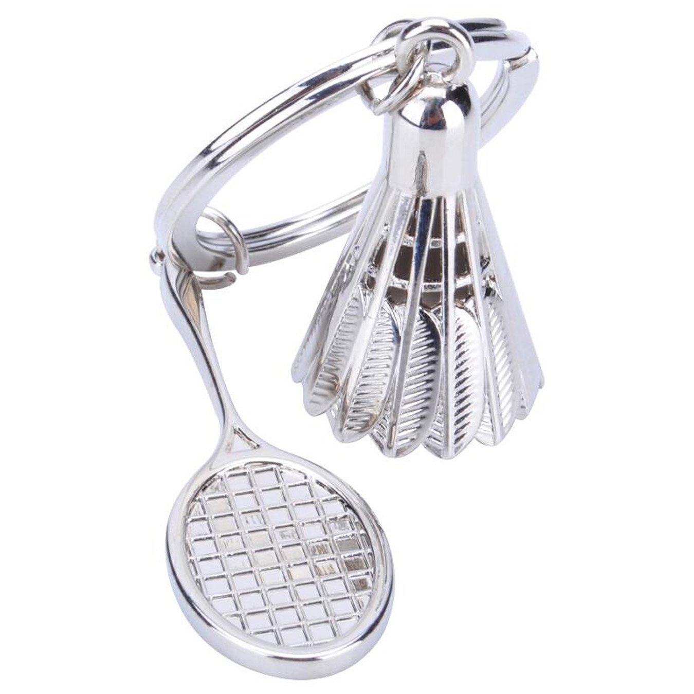 Uooom Badminton B 3D Metal Keyring Badminton Racket And Shuttlecock Key Chain Pendant (Badminton B)