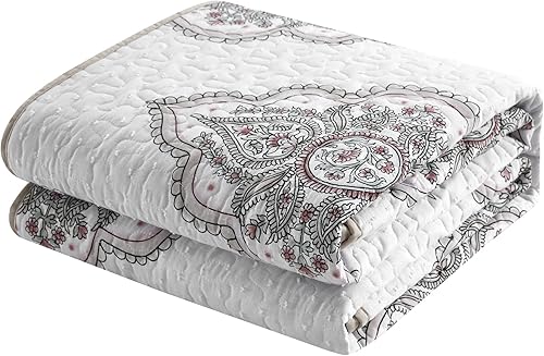 Miniatura 4 de Chic Home Bentley - Juego de edredón de algodón jacquard de 4 piezas, ropa de cama bordada con medallón, fundas de almohada decorativas incluidas,