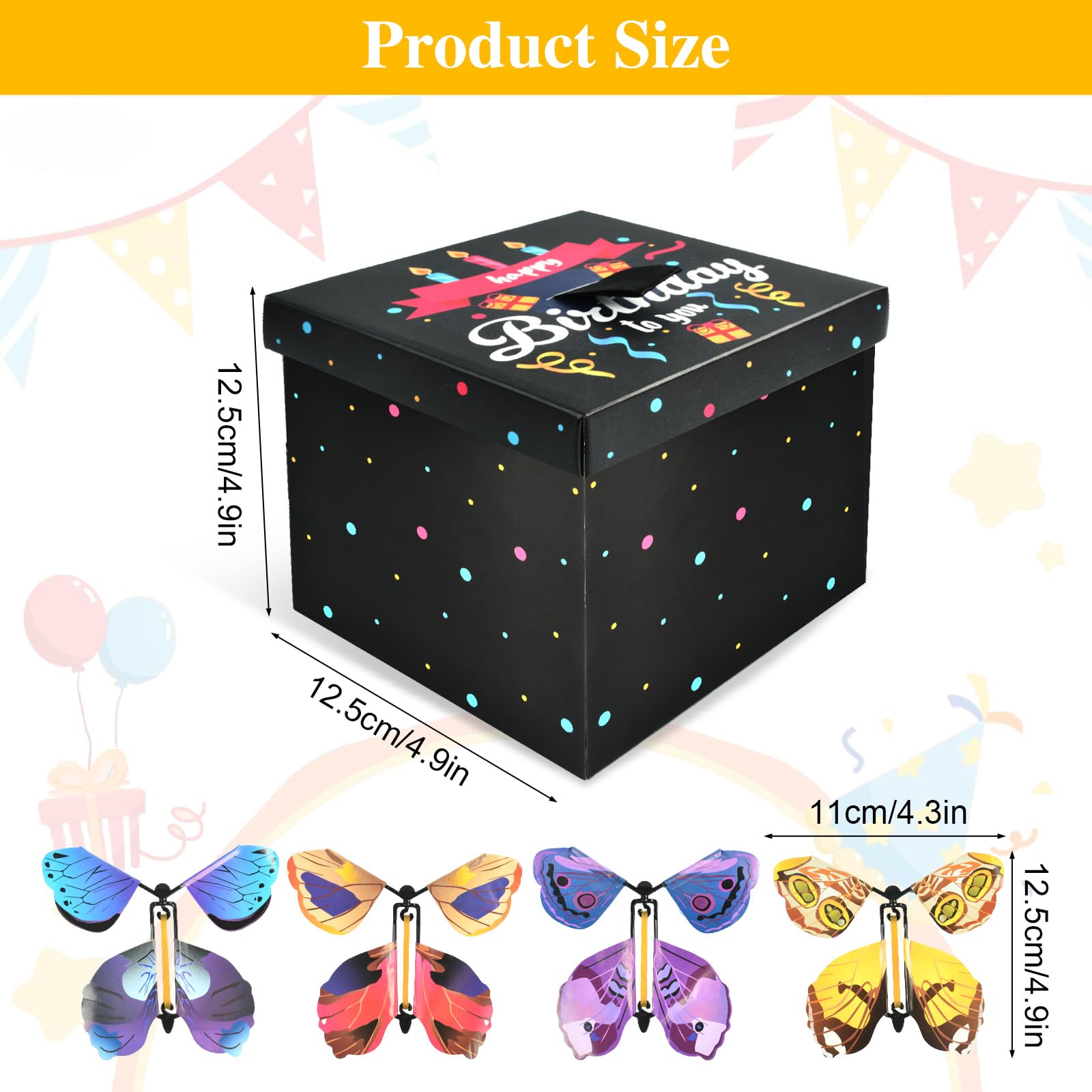 EXIN DEHCEN Pacco A Sorpresa Con 4 Farfalle Volare, DIY Explosion Box, Scatola Regalo Sorpresa Per I Regali Di Compleanno