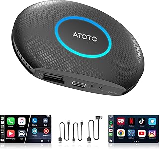 Ai Box Carplay/Android Auto Wireless Adapter, Android 13, 6-in-1 Ai Box, 4G LTE Card, GPS, DriveChat, Dual Bluetooth/WiFi, 4GB+64GB, Plug & Play 2016+ Wired CarPlay, CB6A