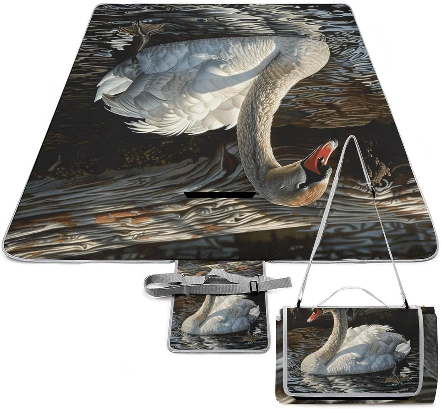 Outdoor Picnic Blanket Extra Large Beach Blanket Waterproof Picnic Mat Goose Near Wood Camping Blanket Portable with Carry Strap Park Blanket for Grass Camping Park