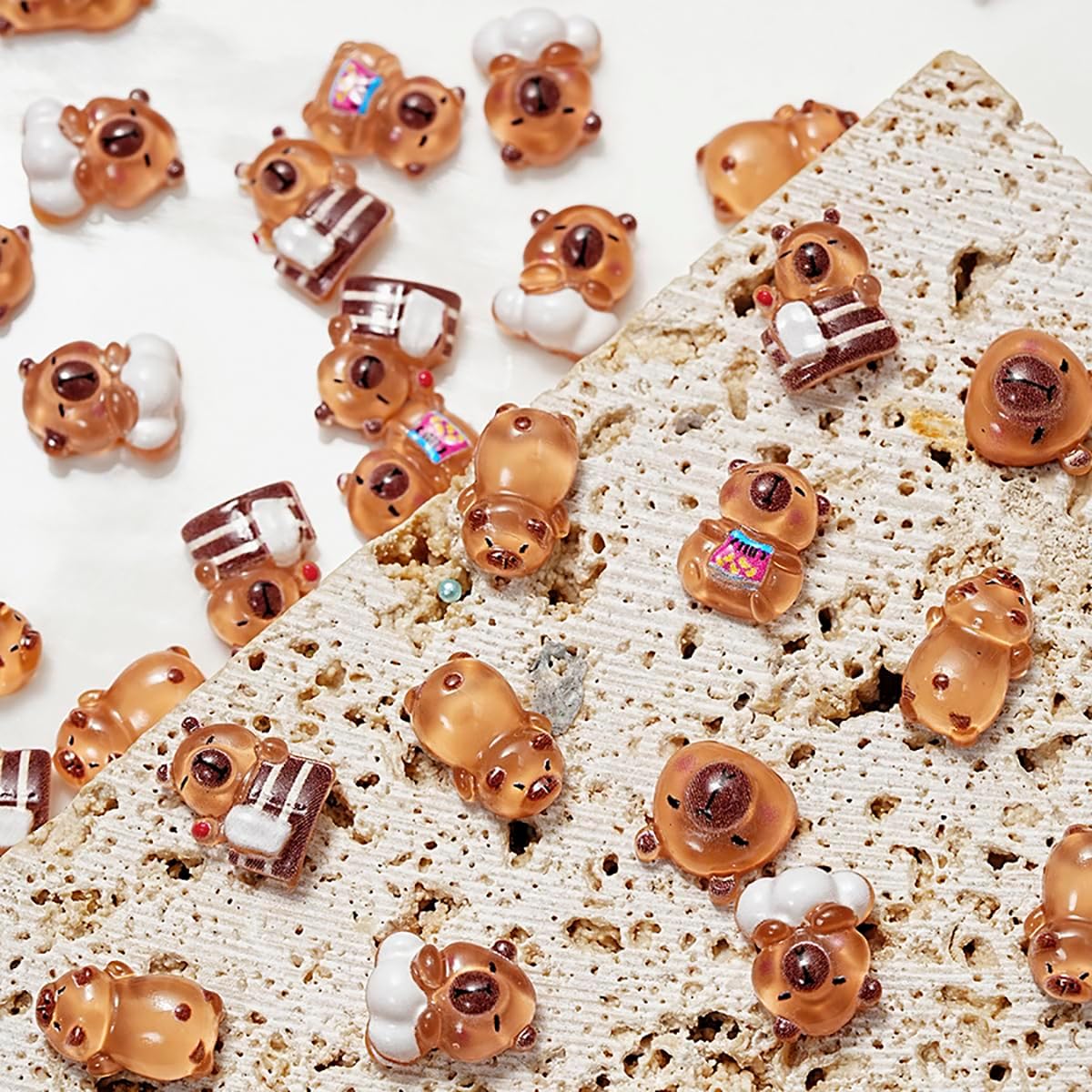 100PCS Mini Capybara Decor for Dollhouse Resin Tiny capybaras for Crafts Micro Miniature Capybara for Fairy Garden Dollhouse Micro Landscaping Decoration