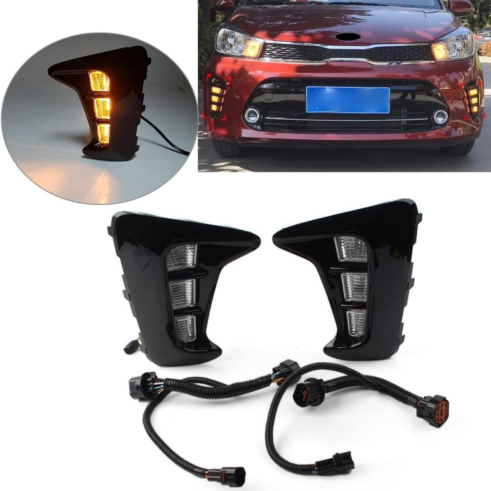 Mistlampen 2 szt. Światła do jazdy dziennej samochodu DRL Światło dzienne Lampa przeciwmgielna Kierunkowskazy Dla KIA PEGAS 2018-2019