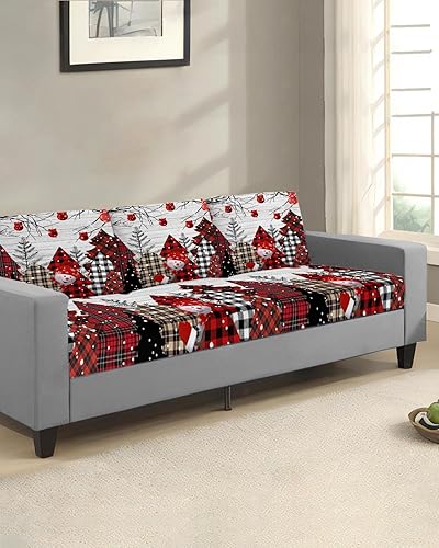 Miniatura 2 de Fundas de cojín elásticas para sofá de árbol de Navidad, seccional, individual, en forma de L, con parte inferior elástica, diseño de bolas de