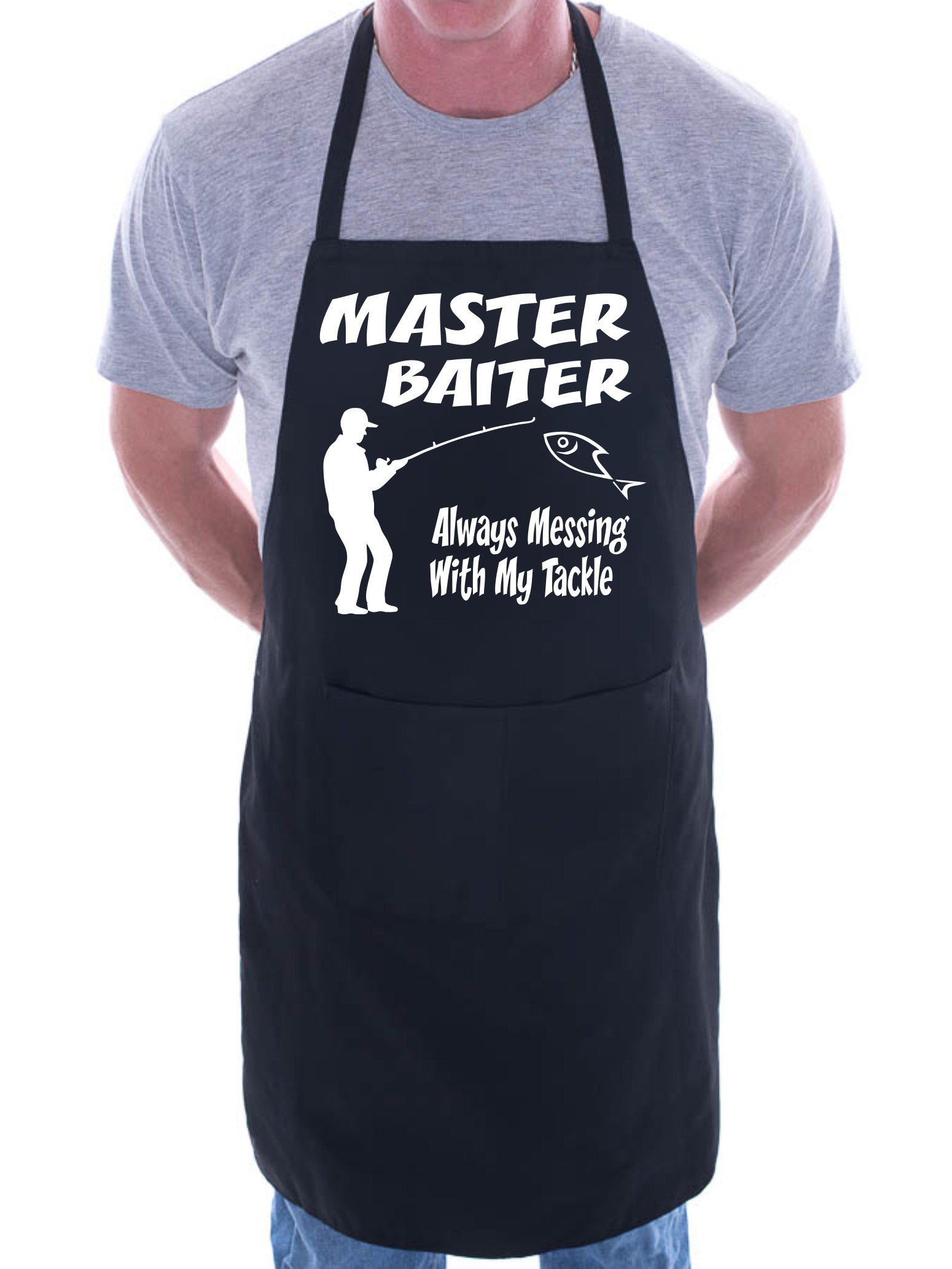 Print4U Master Baiter Fishing BBQ Cooking Funny Novelty Apron Black