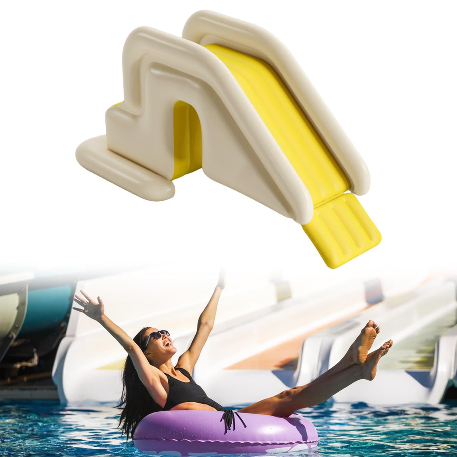 Wasserrutsche Inflatable Slide Kinder Aufblasbare Kletterrutsche Schwimmbad Zubehör Pool PVC Basis Stabil für Kindergeburtstag Innen Und Außenbereich, Gelb
