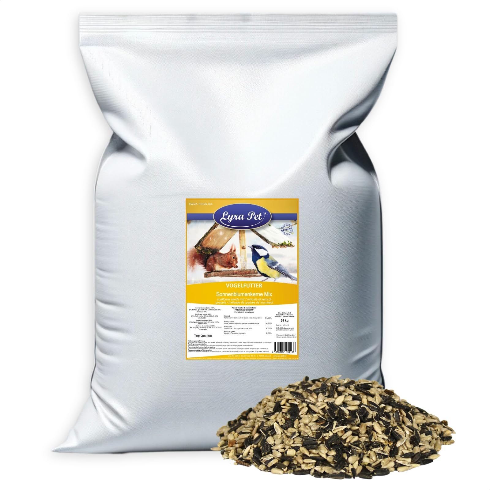 Lyra Pet® 25 kg Sonnenblumenkerne Mix - geschält & ungeschält - Vogelfutter