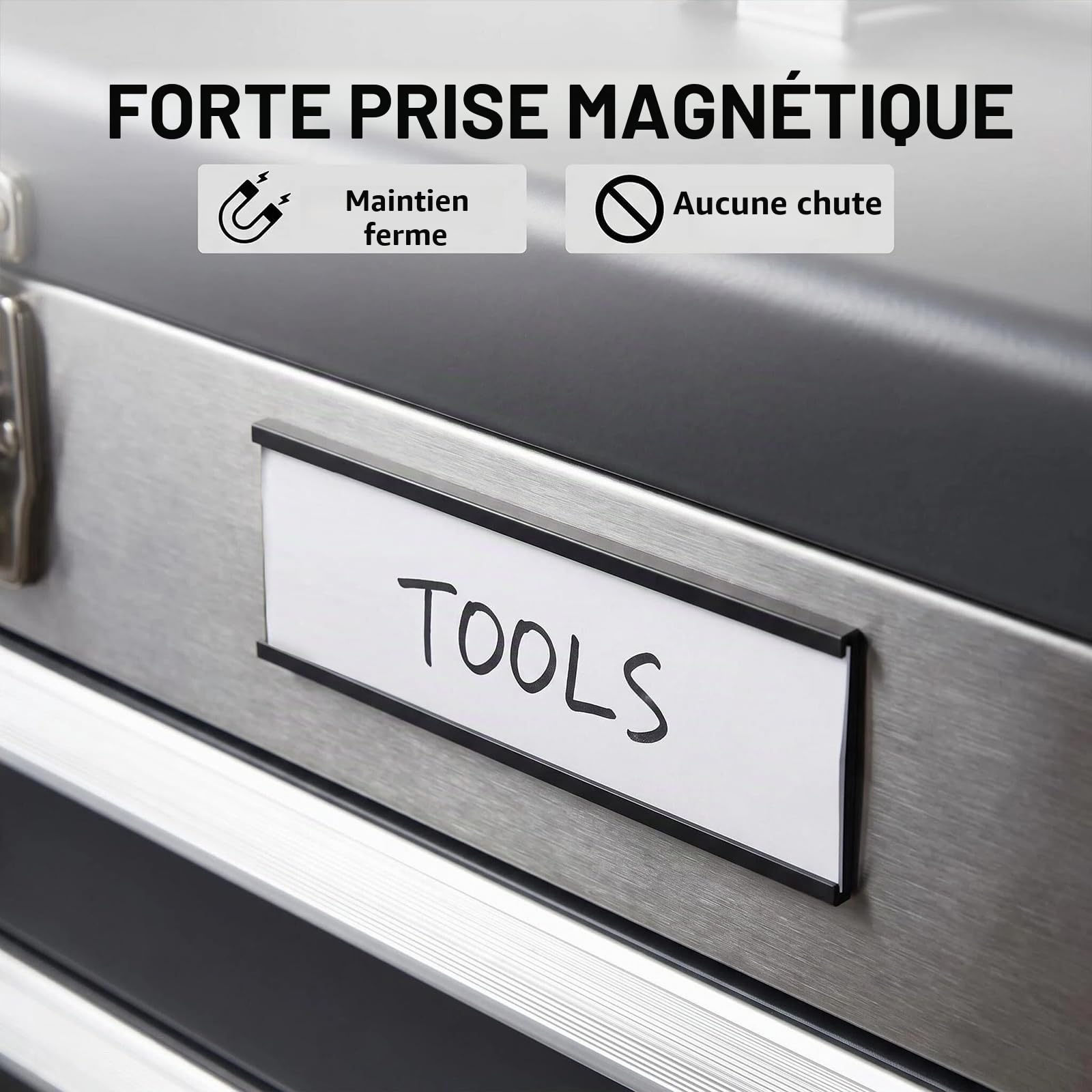 LLPT Porte-Étiquettes Magnétiques 50pcs 40MM X 100MM Étiquettes Magnétiques Inscriptible Amovible Sans Saleté pour le Tableau Blanc du Meuble de Rangement à Étagère en Métal(MH4150)