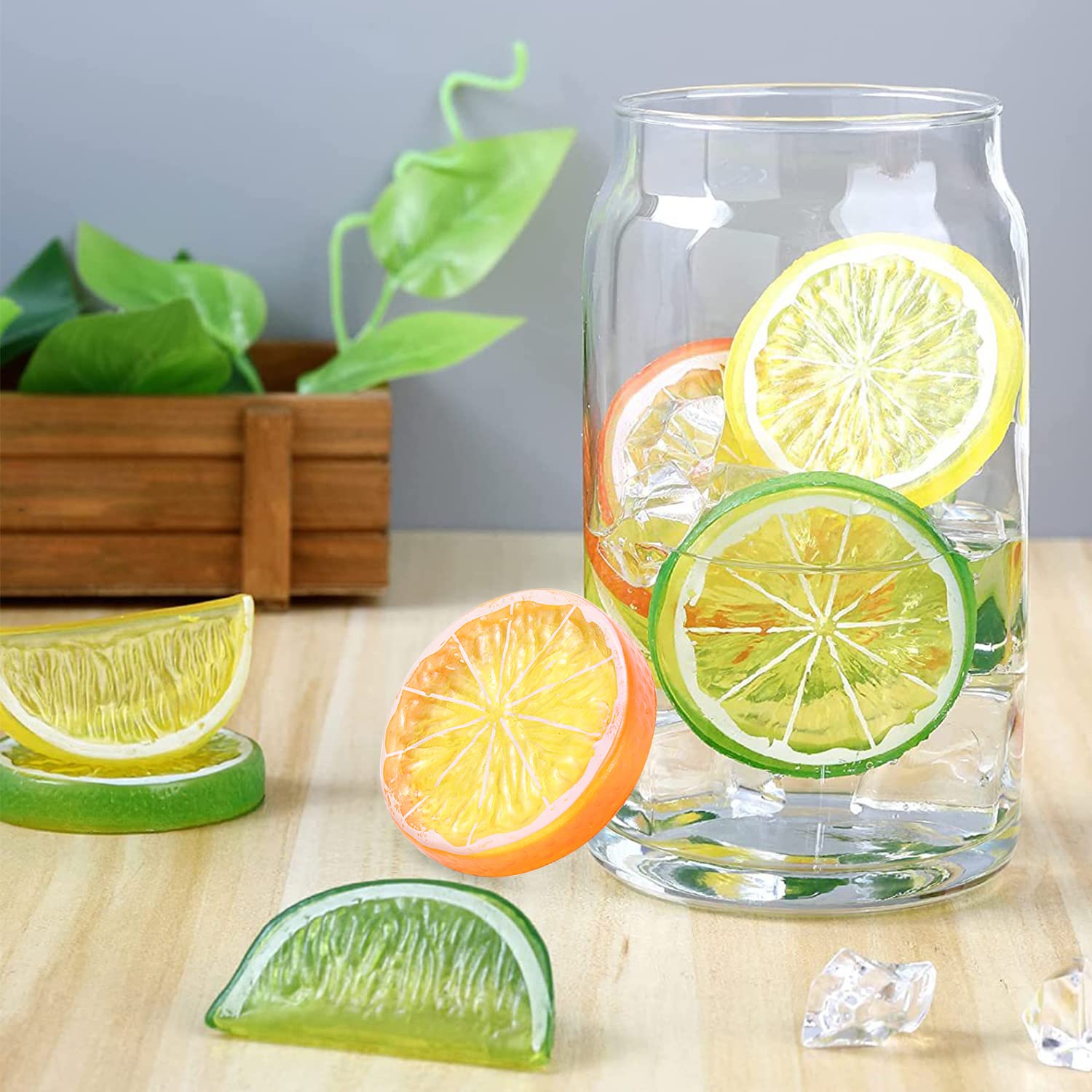 La Rebanada Falsa del Limón 30pcs Adorna la Decoración Artificial de la Casa Faux Rojo Verde Amarillo