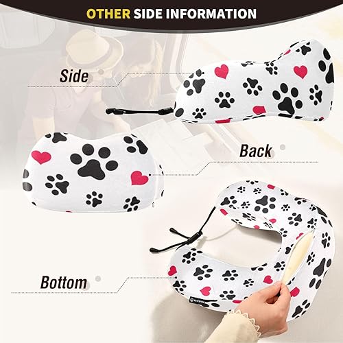 Miniatura 5 de Almohada portátil para el cuello con forma de U y corazón de perro y gato para viajes, almohada de avión en forma de U para vuelo largo, almohada de