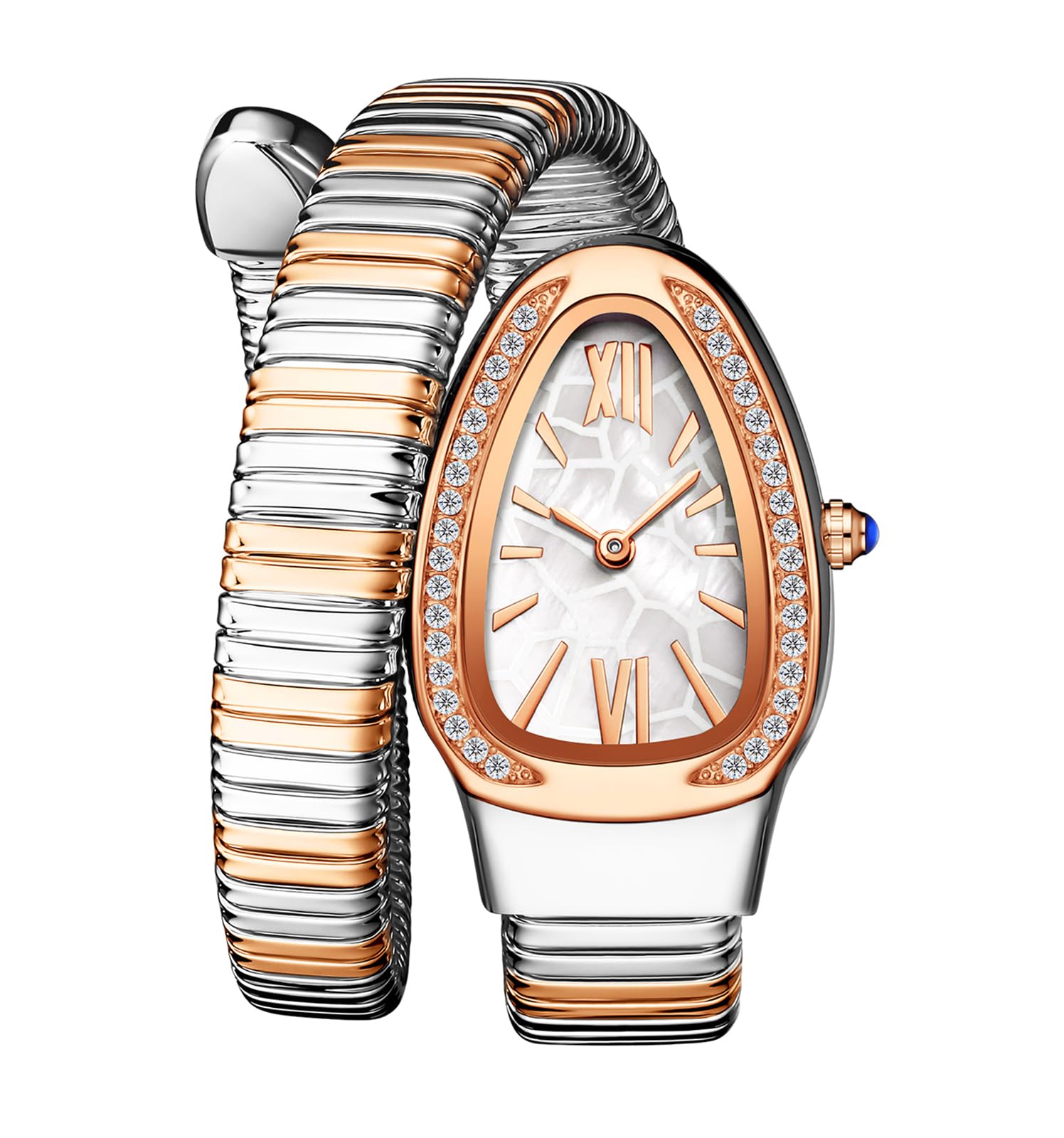 Gosasa Reloj de pulsera de serpiente para mujer, elegante reloj de pulsera envolvente, reloj de cuarzo estilo joyería de moda, reloj serpenti ajustable para vestido y regalo