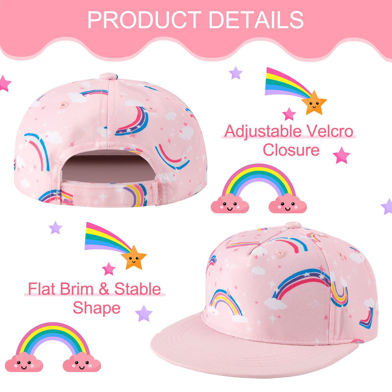 Tunejoy Gorra de Béisbol para Niños Niñas Sombrero de Algodón para el Sol Ajustables Gorros para Niños para Deporte Vacaciones Playa
