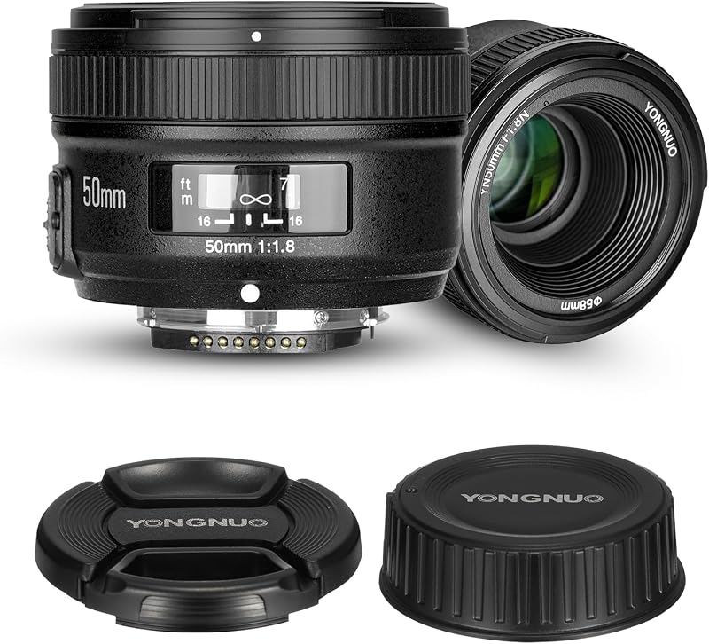 YONGNUO 50mm f/1.8 Lens for Nikon D3500, D3000, D5000 F-Mount DSLR Cameras | Auto/Manual Focus. Full-frame & APS-C. Portrait & low-light photography