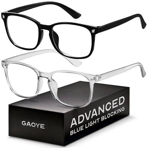 Gaoye Eyewear Frames for Men - Blue Light Blocking Square Glasses, Anti UV Ray Computer Gaming, Blue Blockers for Women