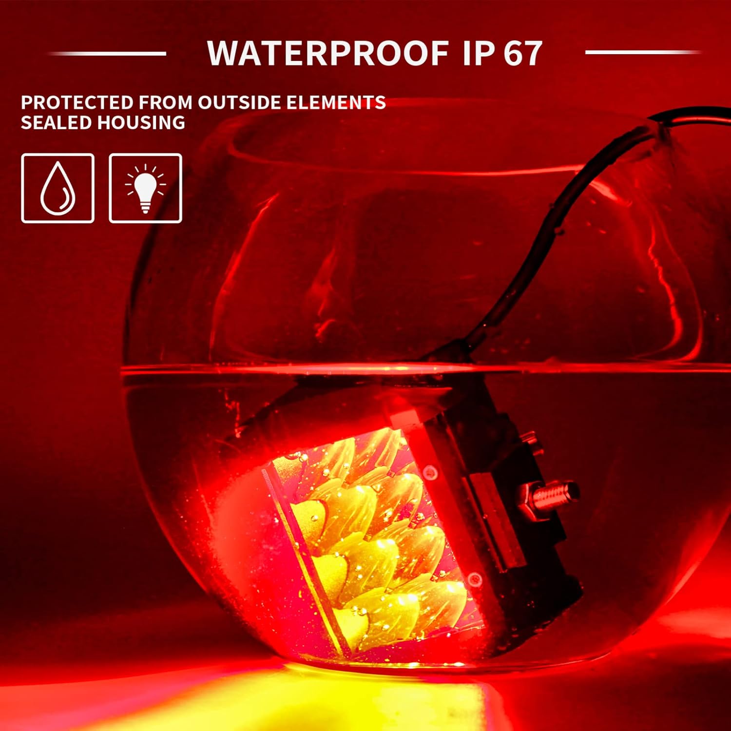 AUXMOTEC Red Led Light Bar 4-inch 36W Triple Row Spot Light Bar 3600Lm Led Pods Waterproof Off-road Fog Lights with Bottom Brackets for Trucks Motor ATV UTV SUV Car Off-Road Boat 12V 24V