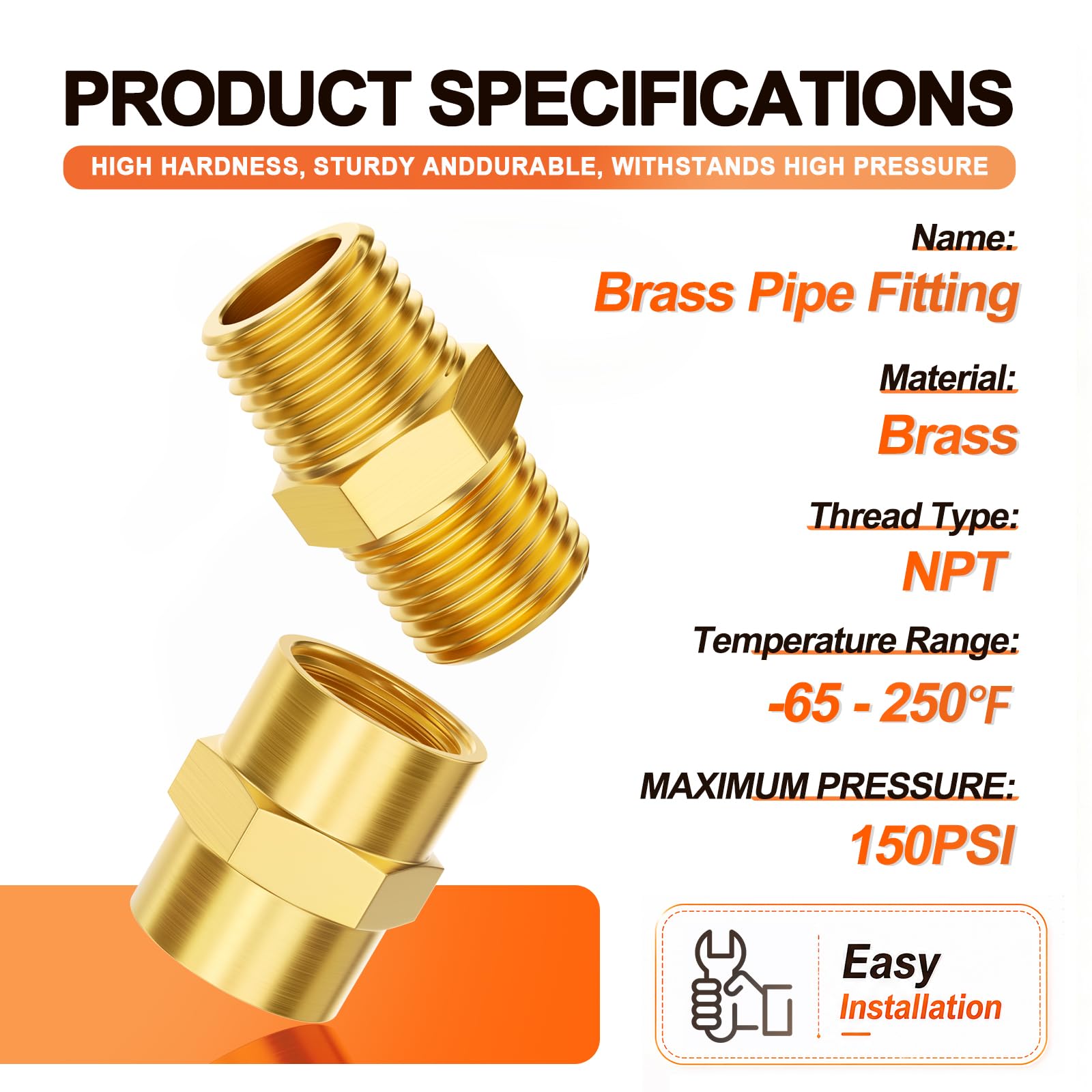 GASHER 12 accesorios de tubería de latón, acoplador hexagonal de latón, tubo de rosca macho NPT de 3/4 x 3/4 pulgadas, tubo de rosca hembra NPT de 3/4 x 3/4 pulgadas
