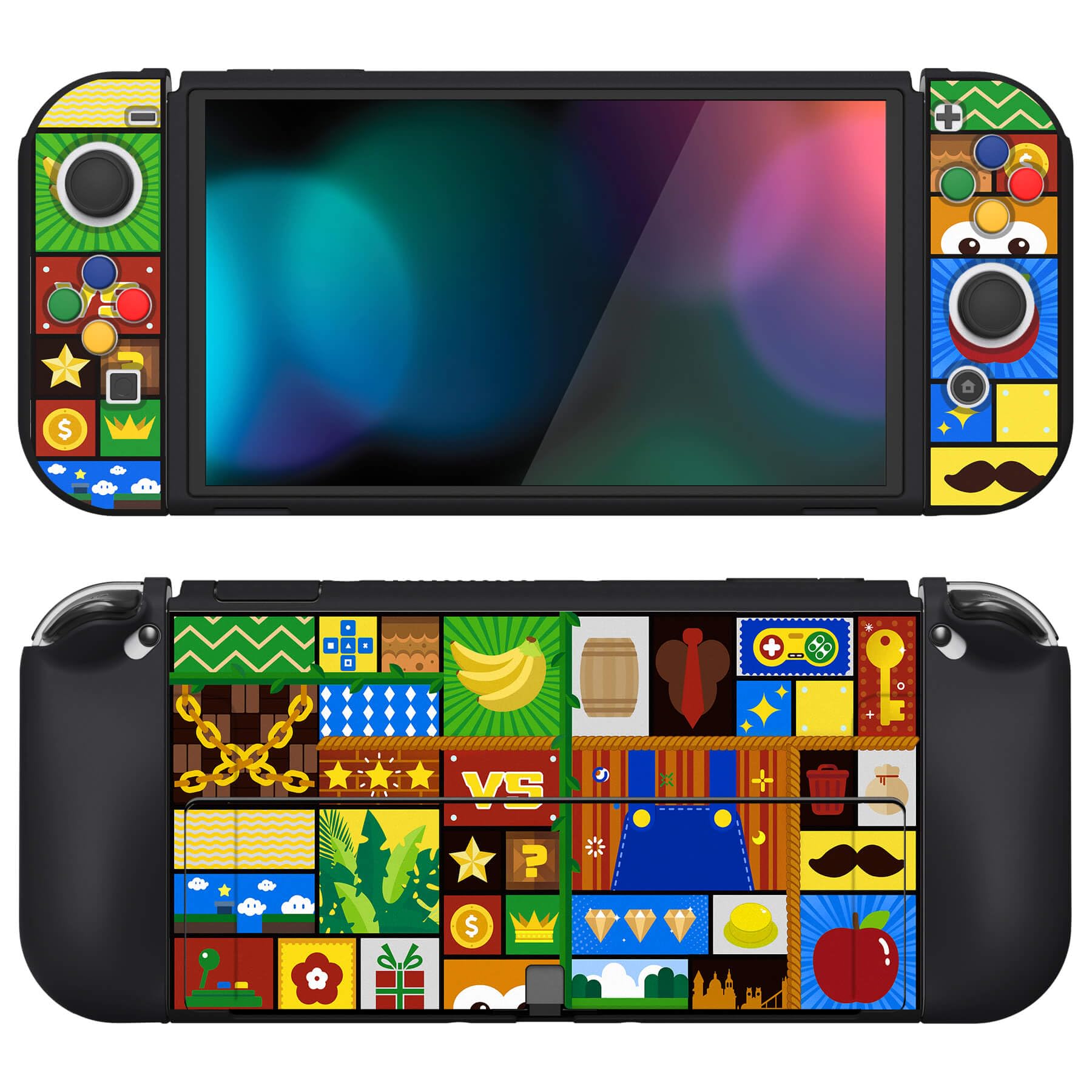 PlayVital Funda Suave para Nintendo Switch OLED - Carcasa Protectora Ergonómica para Joy-con, Grip Antideslizante con Tapas de Joysticks y Botones ABXY & Dirección (Gatos en Piscina) — view 11