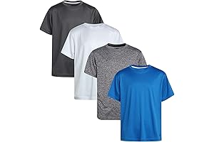 RBX Youth Active Essentials Performance T-Shirts Multipack for Boys - Moisture Wicking, 4 T-Shirts