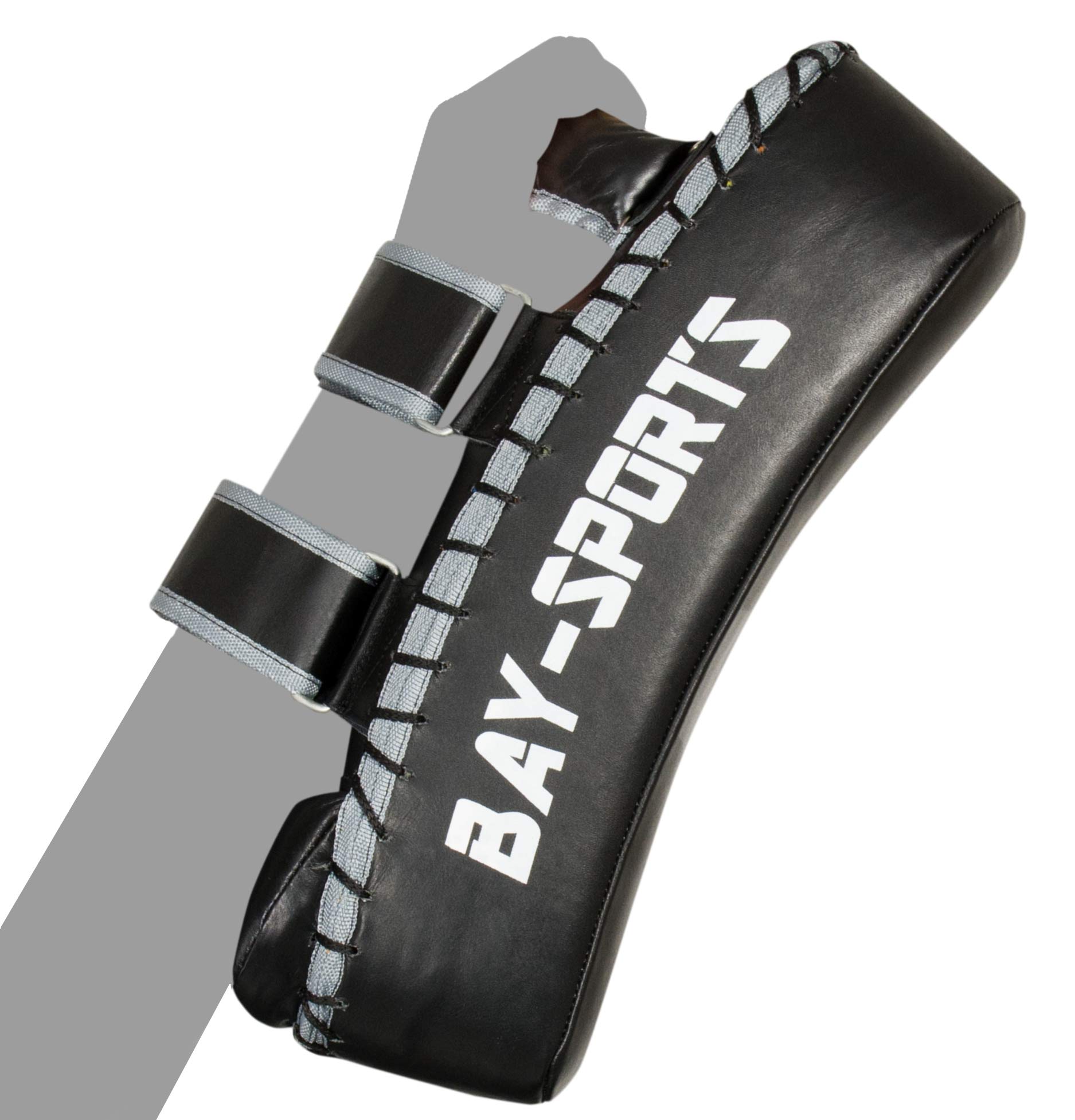 BAY Sports Leder Thai TECH 2020 Arm-Pratzen, Handpratzen, Armschlagpolster, vorgekrümmt, schwarz, Pratzen, krumm, Kickboxen, Muay Thai, Thaiboxen, MMA, K1, K-1, Handschlagpolster
