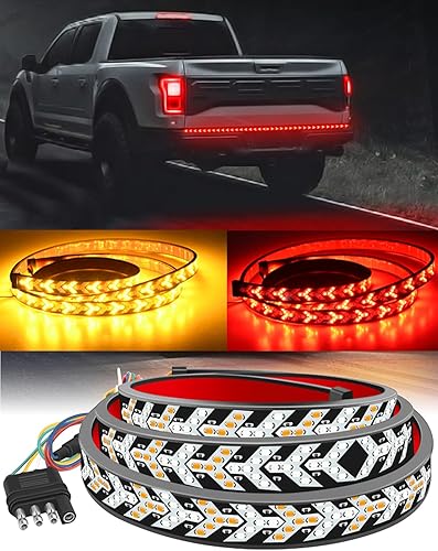 Miniatura 10 de Tira de luz LED trasera para camioneta, barra de luz dinámica para puerta trasera de camión, barra de tira Drl flexible de 60 pulgadas con freno