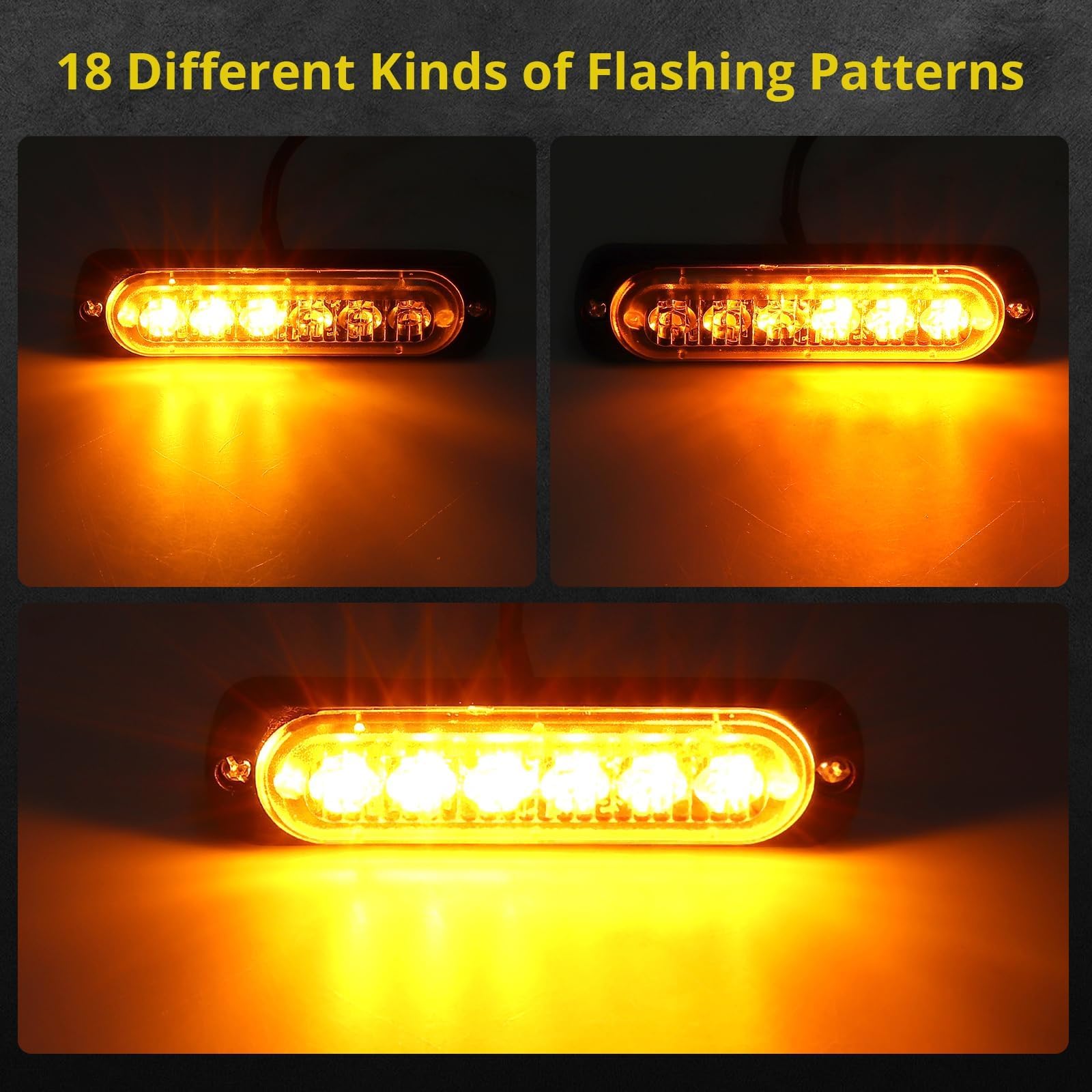 PROZOR Przedni migacz LED 4 PCS światło ostrzegawcze 6 CREE LED migacz 12V / 24V światło samochodowe pomarańczowe 18 trybów migające światło dla samochodów ciężarowych
