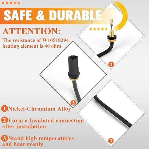 Miniatura 2 de W10518394 Repuesto de elemento calefactor para lavavajillas Whirlpool Kenmore Maytag Amana, compatible con 8194250 8563007 8572861 W10134009