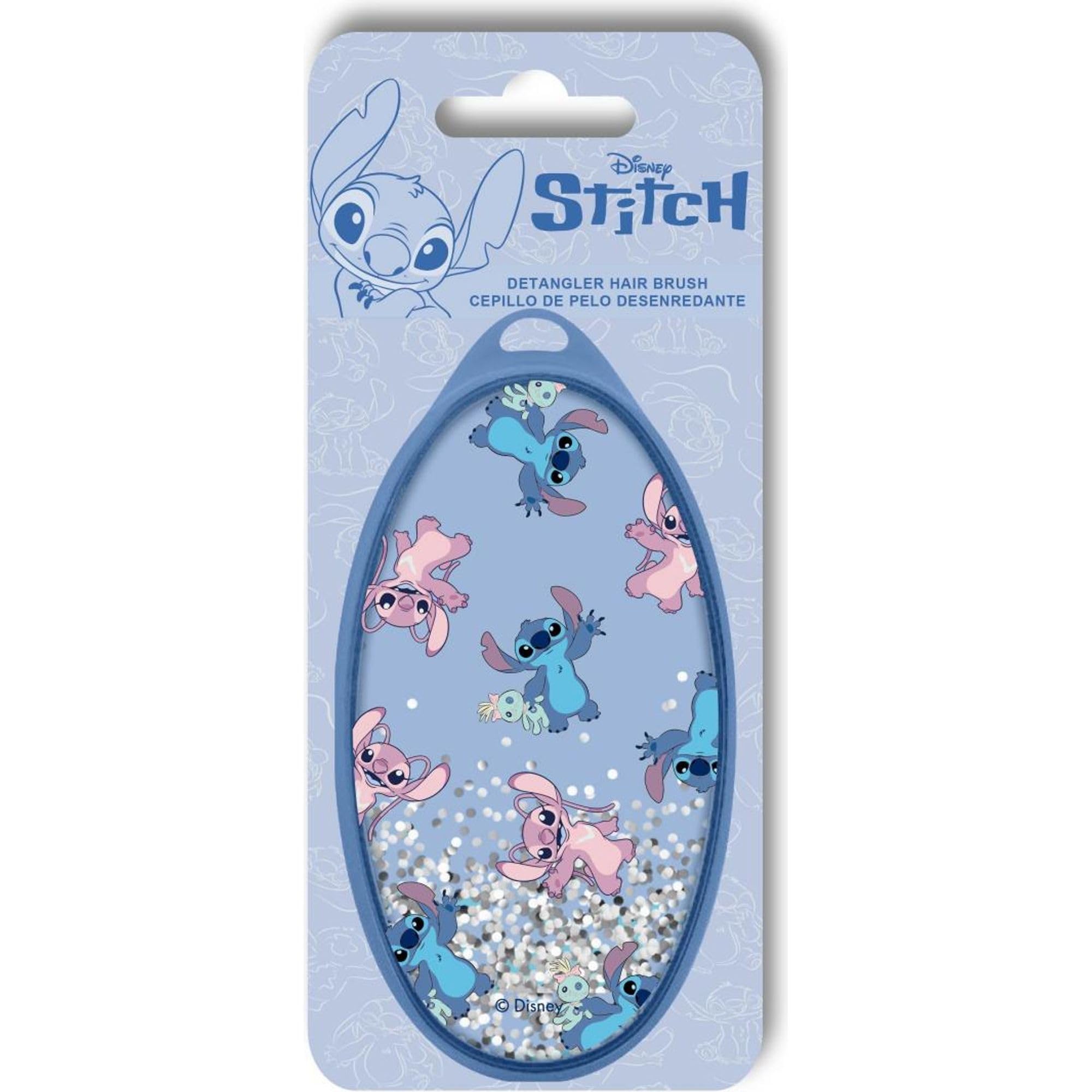 Disney Stitch Detangler Brush Blue Oval with Liquid Glitter Moving and Cute Alien Print