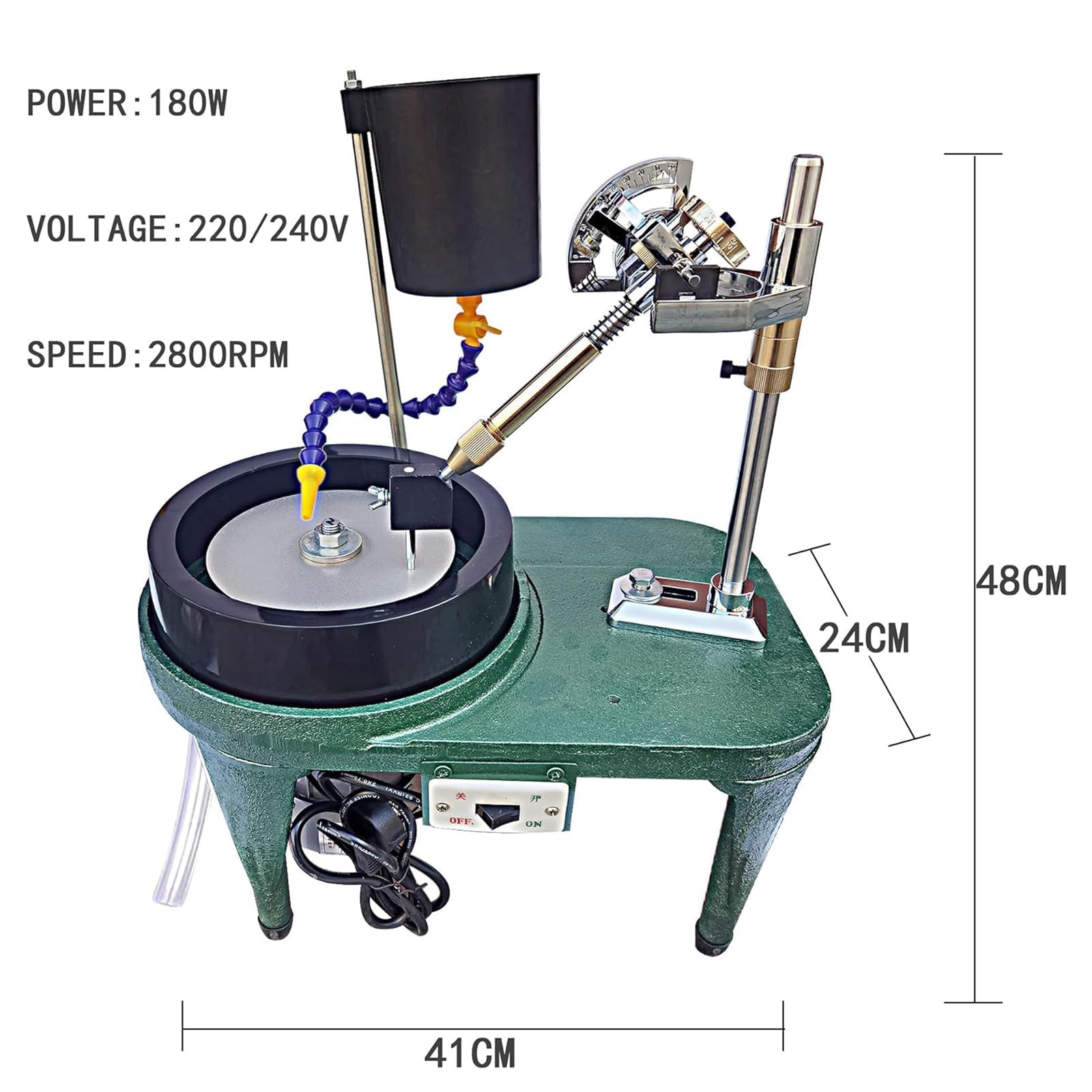 Machine à facettes pour Pierres précieuses, équipement lapidaire pour polisseuse de Roche de 8 Pouces avec Vitesse réglable de 2800 TR/Min, Machine de découpe de Pierres précieuses (Normal)