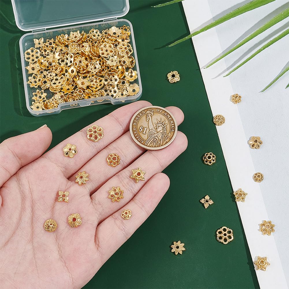 UNICRAFTALE 120Pcs 12 Styles Flower Bead End Caps, 18K Gold Plated Alloy Spacer Beads, Loose Spacer Beads - Image 4