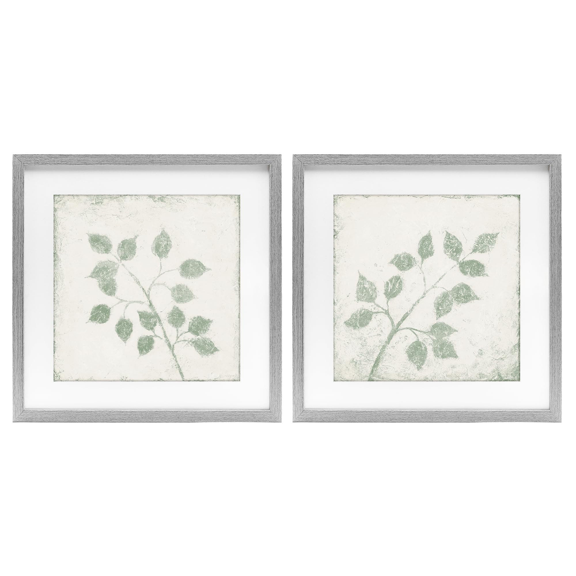 Stupell Industries Farmhouse Gray (Textured) November Leaves Botanical, 16 X 16 Inch Framed Print Under Glass Set