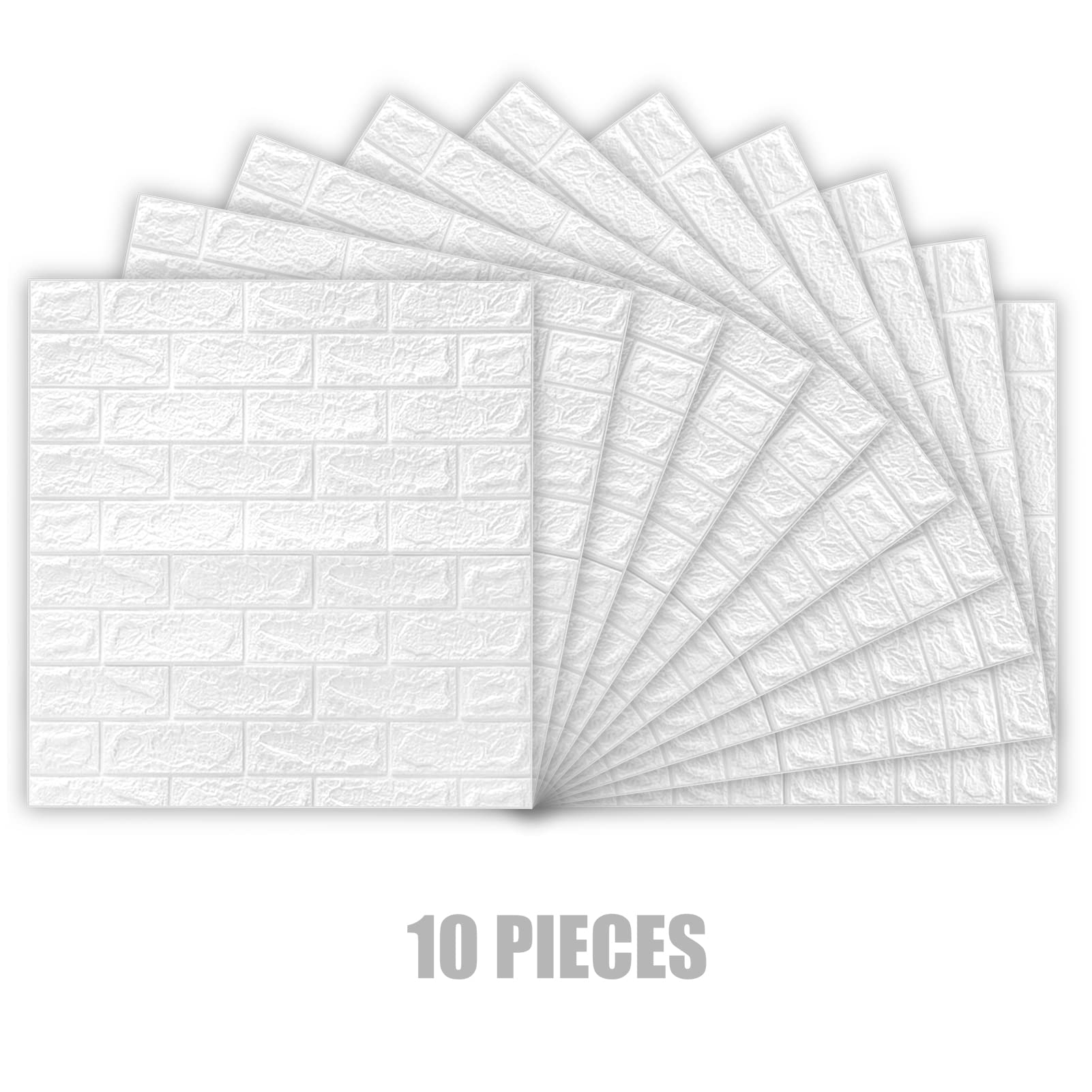 Carta Da Parati 3D Effetto Mattone - 40 Pezzi Adesivi, Impermeabile In PVC, Bianco - Foto 10
