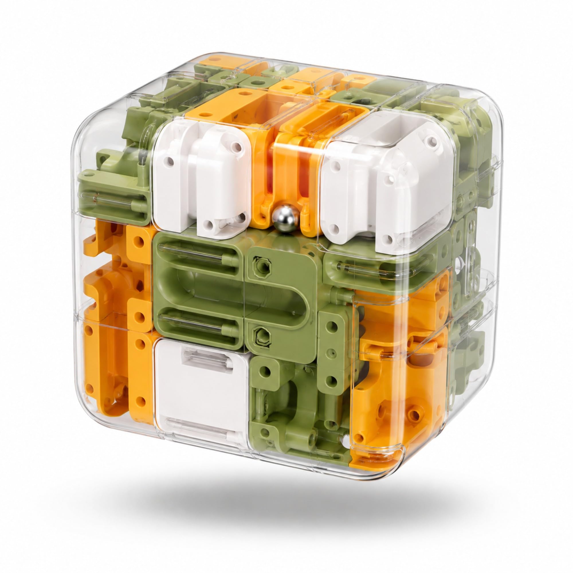 3D Maze Puzzle Cube with Metal Ball Inside, Transparent Handheld Marble Run Brain Teaser Game, Interactive Skill Challenge Toy for Kids & Adults, Focus Puzzle Cube for Home, Travel & Desk Play-image-2
