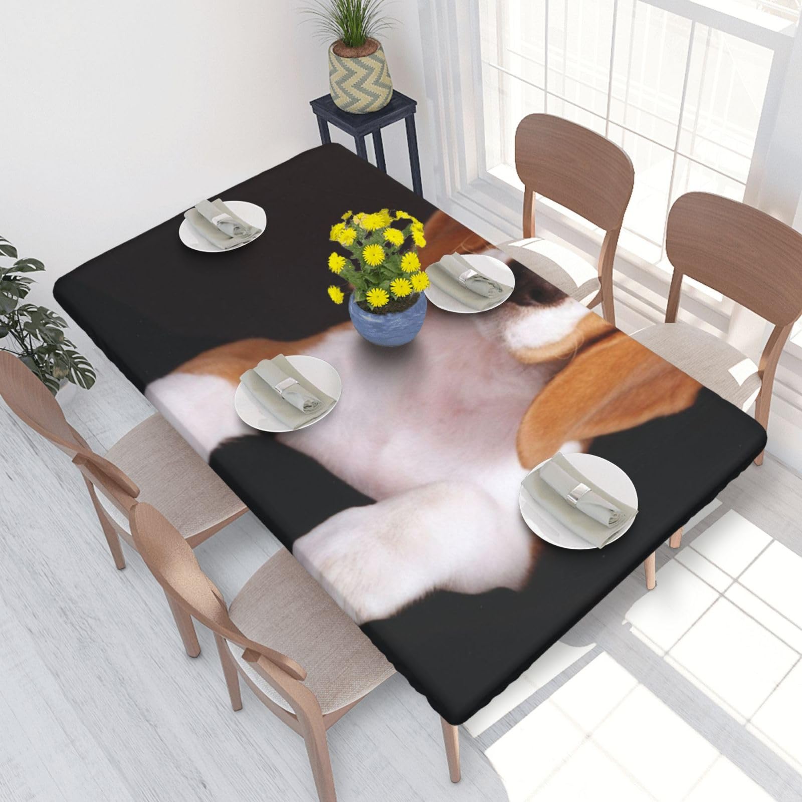 BNVSADC lovely Pet Dog Beagle Printed 4FT Tablecloth 122x76 CM Polyester Kitchen Water Resistant Table Cloth Dining Table Decoration Table Covers