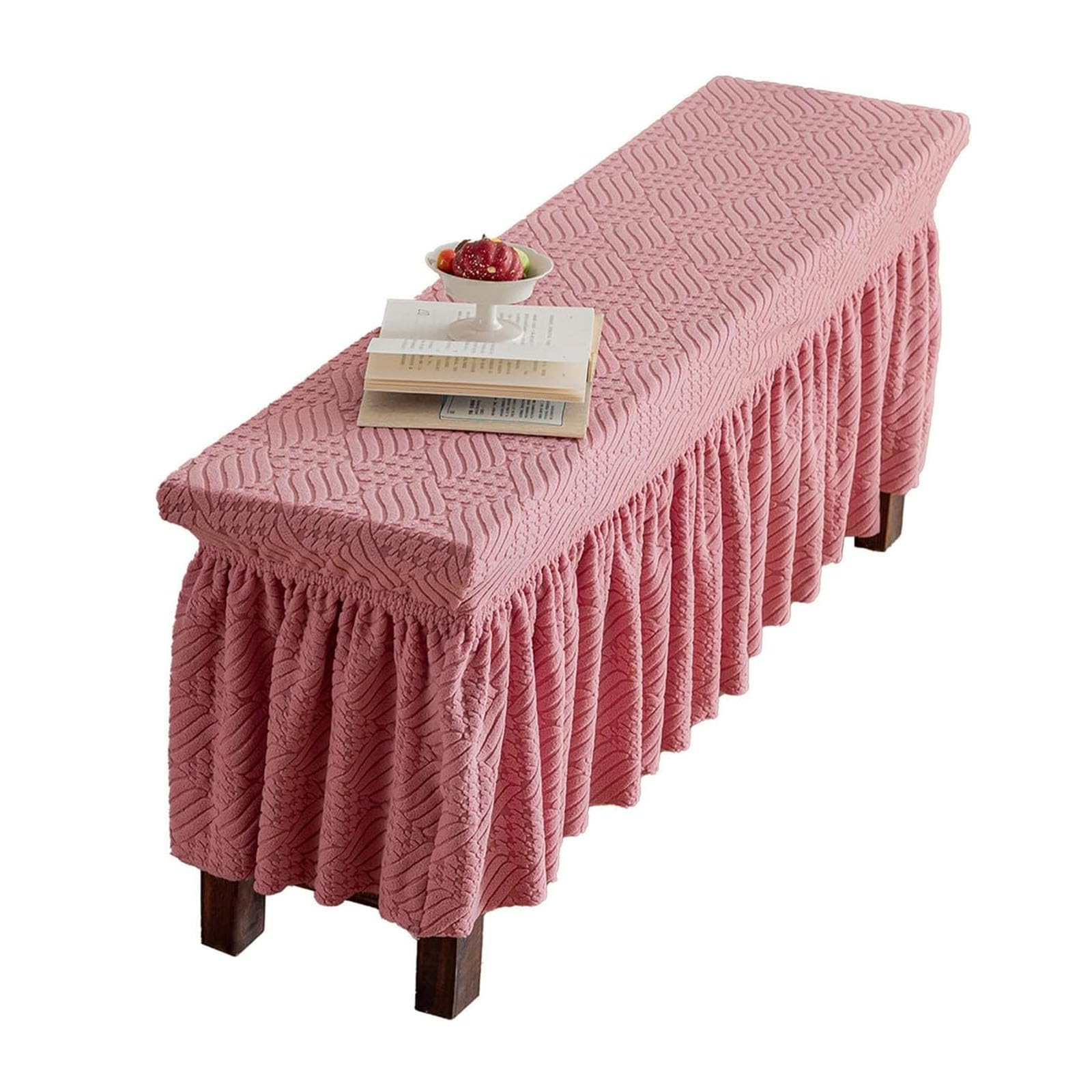 Housse de banc lavable et amovible en jacquard extensible rose rectangulaire M