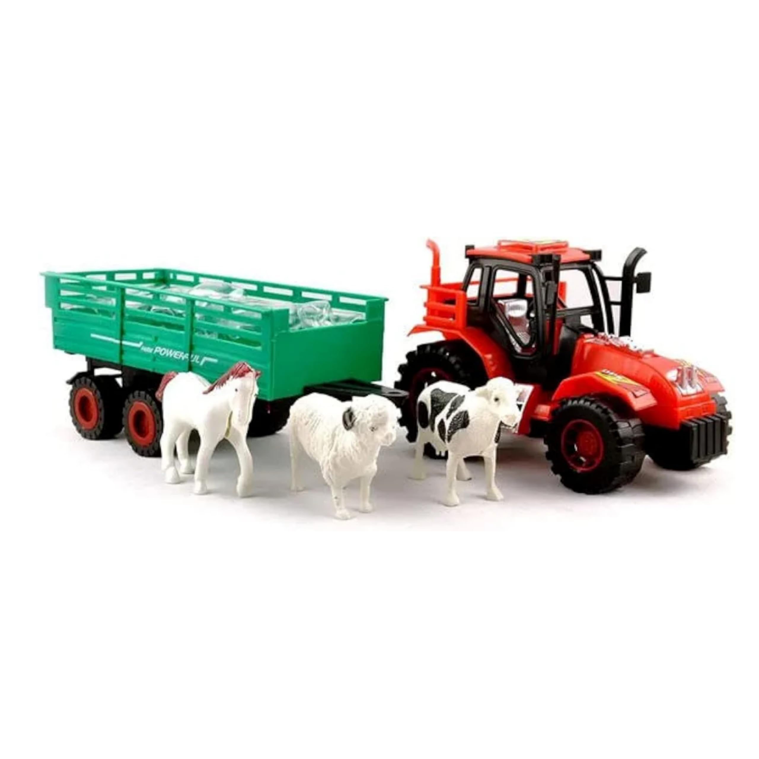 Manos Hot Tractor Trolley Toy with 3 Animals - Goat, Sheep, Horse, The Best Welcome Gift for Children (randome Colour) Pack of 1