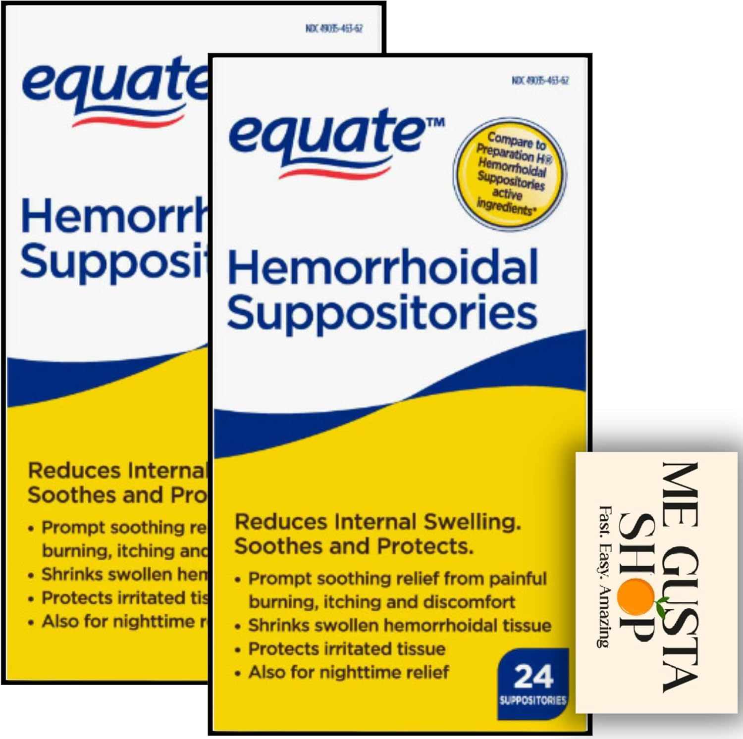 Equate Hemorrhoidal Suppositories 24 Ct Pack of 02 48 Total Includes + me Gusta Sticker