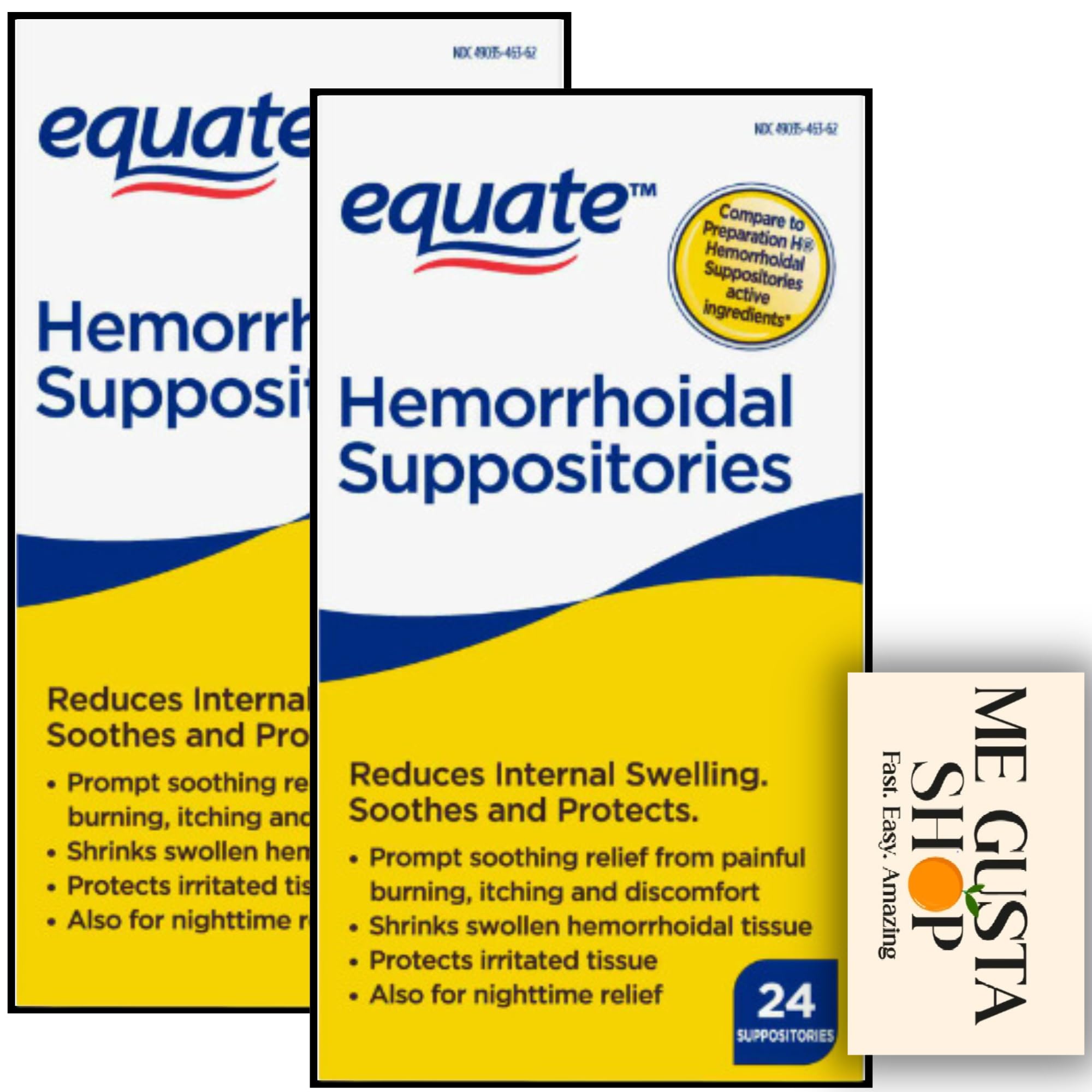 Equate Hemorrhoidal Suppositories 24 Ct Pack of 02 48 Total Includes + me Gusta Sticker