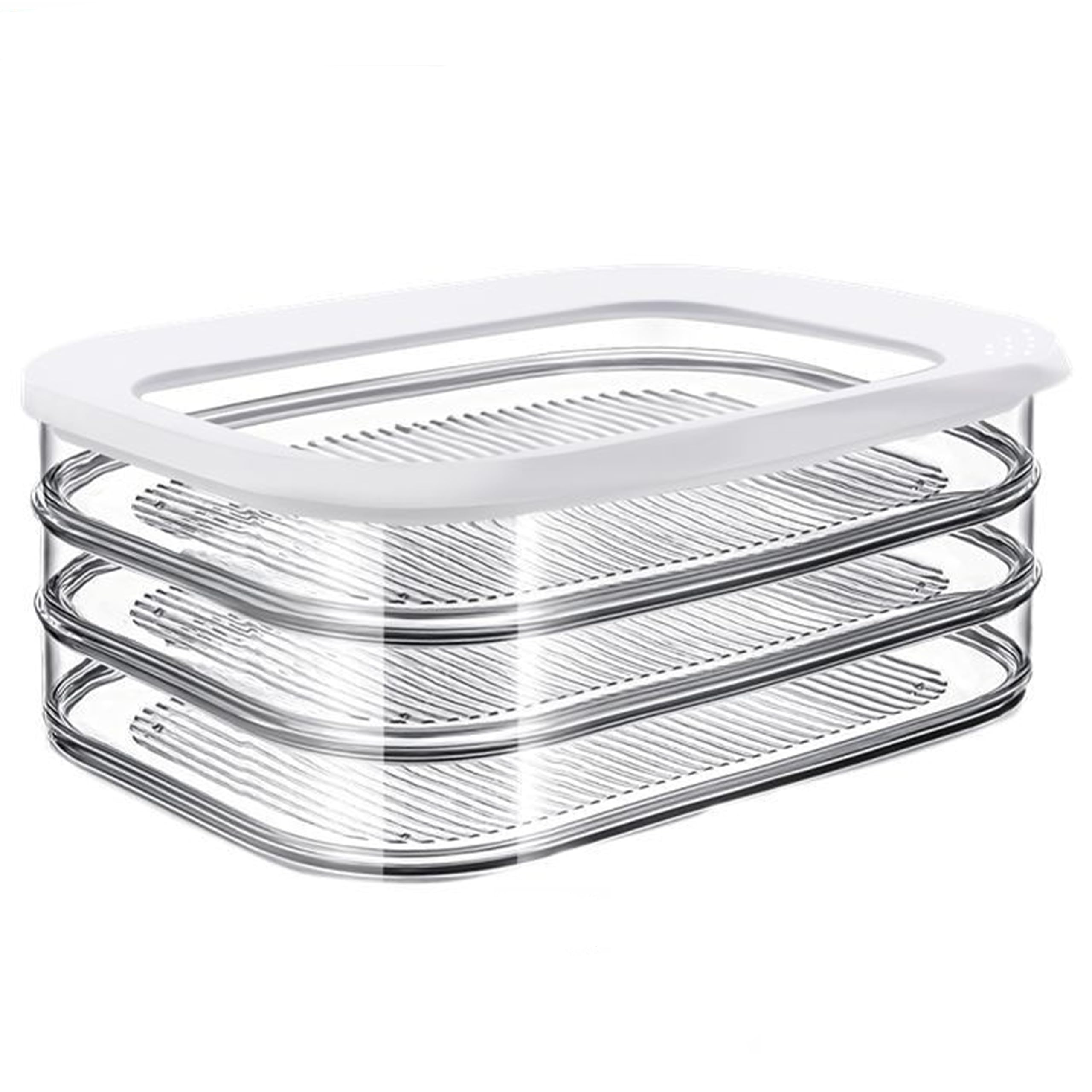 MuNanshan 1.6L with 3 Tier Meat Pieces Storage Box Airtight Lid Dishwasher Safe 3Layer Crisper