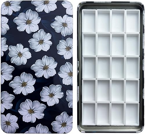 Miniatura 16 de FCLUB Paleta de acuarela vacía, 20 pozos con tiras magnéticas y ligera, paleta de acuarela de metal, soporte para pintura, paleta de pintura