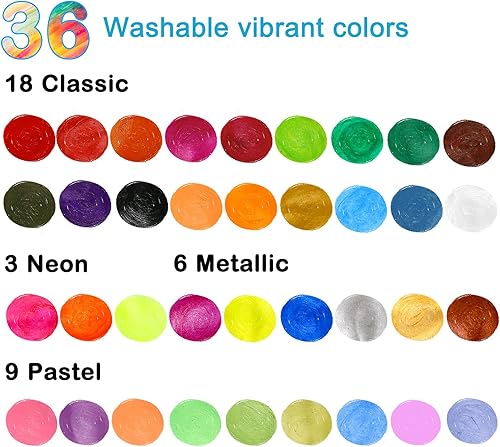 Miniatura 13 de Varillas de pintura al temple - 30 colores brillantes, secado rápido, fáciles de colorear y lavables para niños y estudiantes