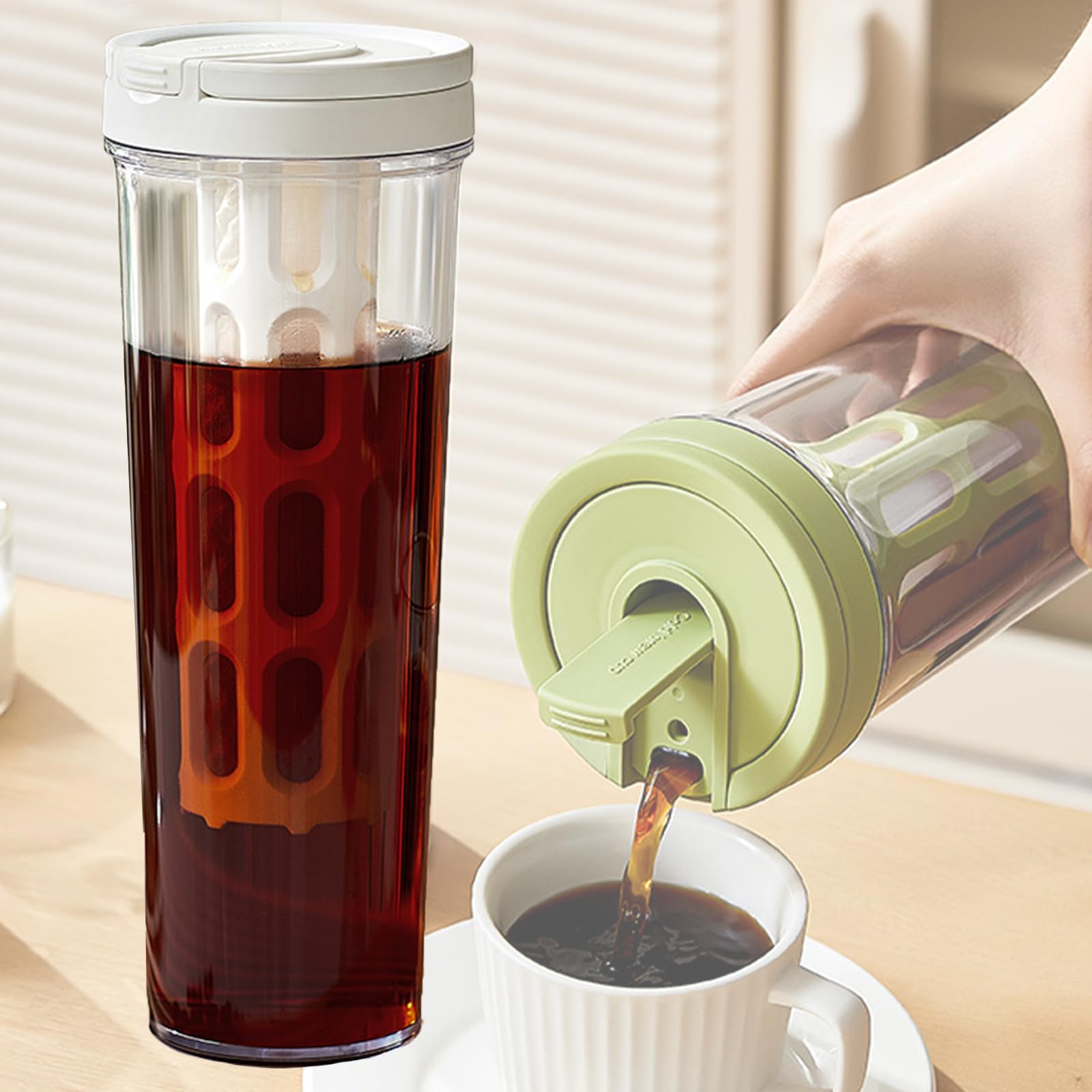 Cafetière à froid pichet à thé glacé grande capacité filtre en maille 1 l blanc