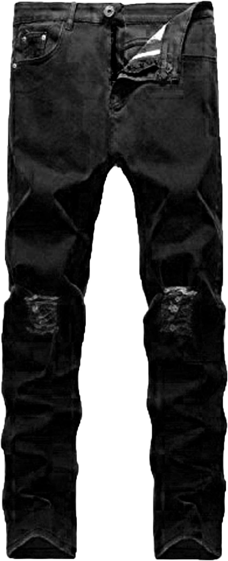 Men's Ripped Jeans Distressed Destroyed Jeans Stretchy Knee Skinny Straight Leg Denim Pants for Men