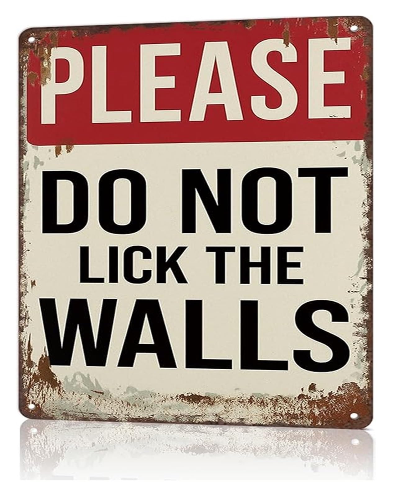 NWPNLXEA Vintage Funny Metal Tin Sign Do Not Lick The Walls Humorous Wall-Art for Game Room or Bar Decor 8 X 12 in