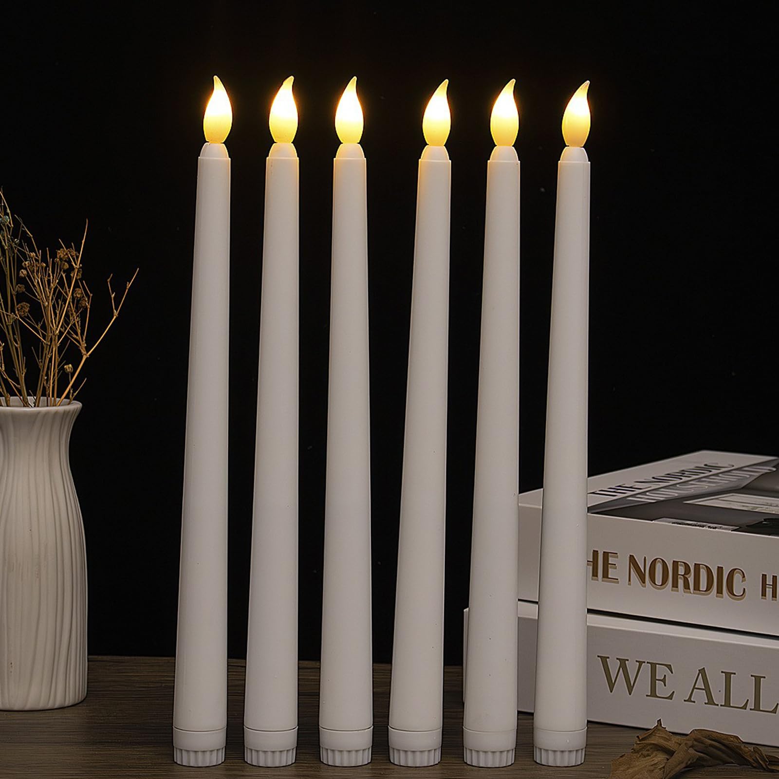 Amazon.co.jp : LEDキャンドルライト 6本セット 点滅 細長い型 暖かい